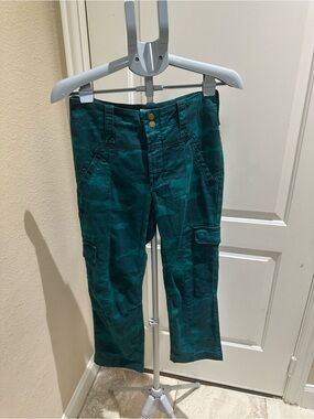 Anthropologie Teal Green Camouflage Straight-Leg Cargo Pants